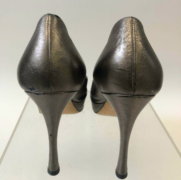 YSL Saint Laurent Gold Platform Pumps 37.5 Closed Toe Heels  YSL Gold Pumps main image 1